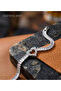 thick heart-motif steel bracelet with transparent chain