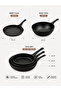 Terra Chef Set 5 Piece Cast Granite Frying Pan Set 20-24-28 cm Frying Pan 28 cm Wok Pan 26 cm Crepe Pan Black Non-Stick Surface - 2