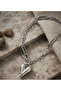 Silver Color Chain Heart Motif Steel Bracelet