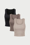 Women's Square Neck Cotton Modal Crop 3-Piece - Softfit - 2