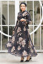 Floral Patterned Black Hijab Dress 50355S - 2