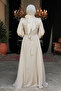 Bead Detailed Mink Hijab Evening Dress 23301V - 3