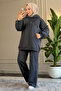 5540 - Stylish and Comfortable 2-Yarn Lycra Hooded Decoration Stone Detailed Hijab Women's Set - 3