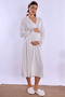 Cotton Comfortable Cut Maternity Nightgown with Breastfeeding Feature Effortt - Ecru - 5