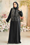 Bead Embroidered Silver Hijab Ferace 29106GMS - 2
