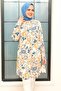 Patterned Ecru Hijab Viscose Tunic 11557E