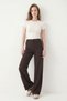 Brown Buttoned Wide Leg Trousers 8450A - 2