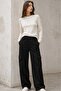 Women's Black Wide Leg Cargo Pocket Sweatpants Mg1615
