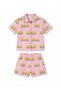 Tulip Pattern Pink Shirt Muslin Fabric Top and Bottom Set