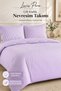 Battal Size Lilac Buttoned Cotton Ranforce Striped Duvet Cover Set King Size Duvet Coverset