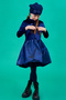 Navy Blue Velvet Taffeta Dress - 7