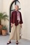 Loose Polyviscon Tunic with Long Belt on the Back - Plum - 5