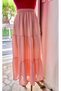 Pink Polka Dot 90cm Chiffon Layered Skirt Lined Long Skirt - 3