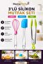 3-Piece Silicone Kitchen Utensil Set Tongs Spatula Whisk Heat Resistant