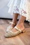 Duca Knitted Detail Buckled Women's Gold Slipper - 4