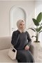 Women's Anthracite Gray Ribbed Loose Knitwear Dress Suitable for Hijab Wear - 3