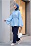 Hakim Collar Belted Lined Spanish Sleeve Oversize Lyocell Tunic - Baby Blue - 2
