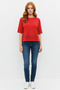 Women's Crew Neck T-Shirt with Scallop Hem Embroidery, Relaxed Fit, Short Sleeves - 7