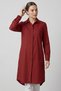 Graz Comfortable Fit Hidden Button Long Sleeve Terikoton Long Women's Shirt & Hijab Shirt - Burgundy - 3