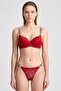 Burgundy Stone Detailed Lace Supported Bra Set