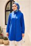 Oval Cut Long Shirt with Hidden Buttons -Saks - 5