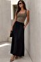 Black Elastic Waist Long Women's Skirt MG1979