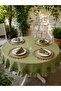 Pearl Velvet Textured Ruffled Round Tablecloth Pistachio Green - 2