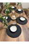 6 Pieces Black Jute Placemats / American Service Lux Presentation Plate Coasters Placemat Gift - 5