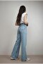 High Waist Lycra Blue Palazzo Jeans Stretchy Jeans - 3