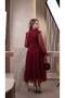 Girl's Burgundy Graduation Dress Leopard Patterned Long Evening Dress with Bag Gift - 4
