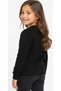Girl's Butterfly Embroidered Button Closure Black Cardigan - 3