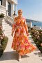 Women's Buttoned Patterned Modal Fabric Orange Dress - 4