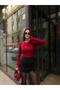 Bow Low-Cut Embroidered Basic Blouse - Burgundy Bordo - 3