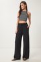 Muslin Palazzo Trousers Black Lmx0008 - 2