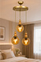 Vi̇ona 3-Piece Pendant Chandelier | |   Antique Body | |   Honey Glop Glass-Covered | |   Natural Wood Detailed Chandelier Modern Chandelier E-27 Retro Bohemian Living Room Chandelier Hall Kitchen Chandelier Decorative Lighting Chandelier Models with Glass - 2