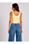 Women's Lemon Yellow U-Neck Crop Tank Top Stretchy Comfortable Fabric Lightweight Flowy Wide Strap Tank Top - 2