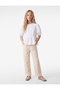 Cotton Beaded Embroidered Crew Neck Short Sleeve Balloon Sleeve Blouse