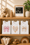 3-Piece Baby Girl Sleeveless Bodysuit Set 100% Cotton Sleeveless Bow, Ribbon Printed Baby Bodysuit Summer Unisex Snap Fastener Bodysuit - 3