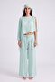 Chiffon Harper Suit with Cape and Shawl Detailed Trousers Turquoise - 6