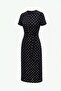 Women's polka dot waist belted short sleeve dress - 6