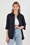 Teddy Bear Embroidered Long Sleeve Oversize Modal Shirt