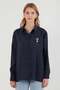 Teddy Bear Embroidered Long Sleeve Oversize Modal Shirt - 6