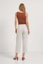 Women's Cream Wide-Leg Pants with Pockets and Elastic Waist - 5
