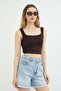 Basic Square Neck Covered Crop Bodysuit - 5