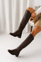 Karina Women's Back Zipper Long Boots C314-Brown - 4