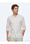 Beige Striped Regular Fit Long Woven Casual 100% Cotton Shirt