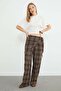 Plaid Patterned Scarf Palazzo Trousers - 2