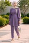 Half Gathered Purple Double Set - 2