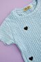 Girl's 2-Piece Set with Heart Embroidered Textured Shorts - 2