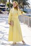 Buttoned Yellow Dress with Elastic Waist